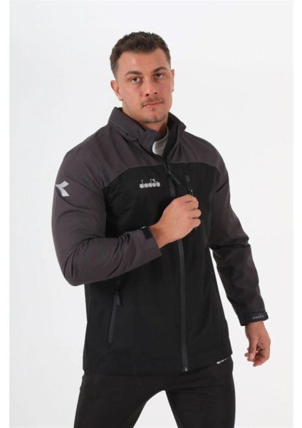 Elite - Unisex Siyah-Gri Spor Yağmurluk - Elitedd