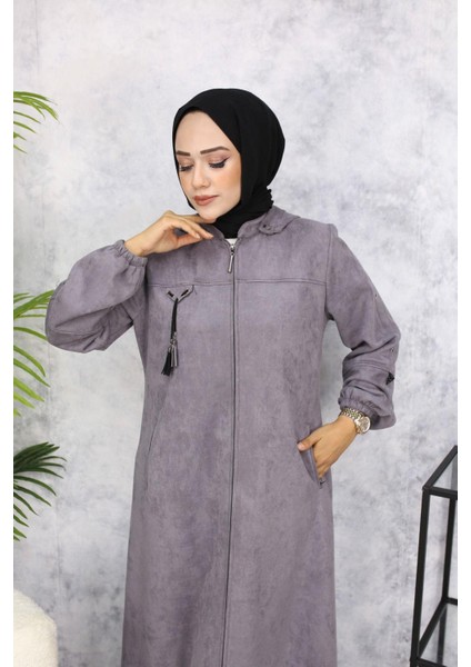 Ayşegül Büyük Beden Kadın Tesettür Süet Tam Boy Mevsimlik Ferace fiyatları