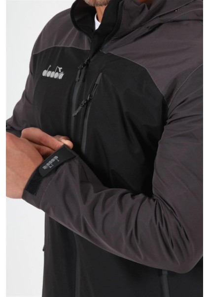 Elite - Unisex Siyah-Gri Spor Yağmurluk - Elitedd