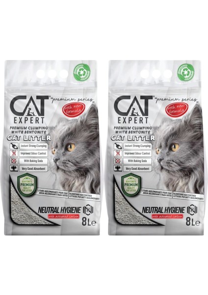 Cat Expert Kedi Kumu Neutral Hygiene With Activated Carbon Topaklanan Koku Hapseden Ürün Tozsuz 2x8 = 16 Lt