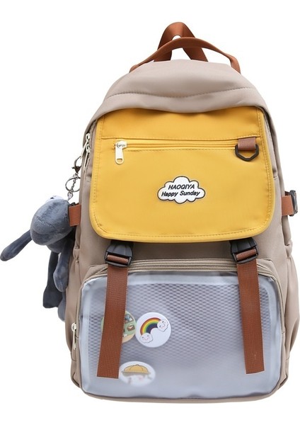 Rahat ve Çok Yönlü Kontrast Renkli Okul Çantası (Yurt Dışından)