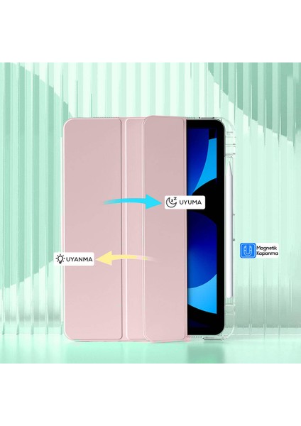 Apple iPad 10. Nesil 10.9 Inc (2022) Manyetik Standlı Darbeye Dayanıklı Shockproof Kalemlikli Kızaklı Hybrid Kılıf A2696 A2757 fırsatları