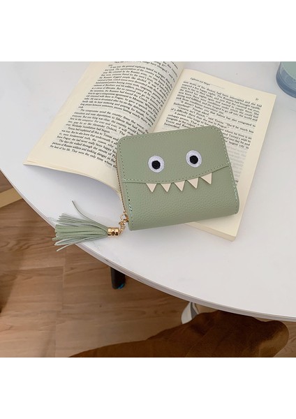 Yeaın Cüzdan Kart Tutucu Seçılen Çevre Dostu Pu Malzeme Sevimli Karikatür Görünümü, Yeşil (Yurt Dışından)