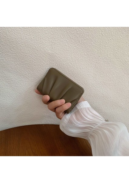 Yeaın Cüzdan Kart Tutucu Seçılmiş Çevre Dostu Pu Malzeme Popüler Pilili Stil, Gri (Yurt Dışından)