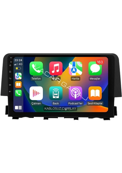 Honda Cıvıc Fc5 2016-21 Uyumlu Androıd Multimedya Gerçek 2/32 Kablosuz Carplay Geri Görüş Kameralı
