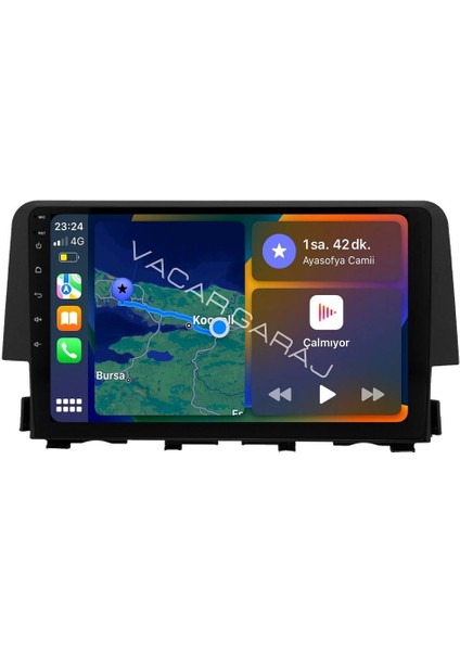 Honda Cıvıc Fc5 2016-21 Uyumlu Androıd Multimedya Gerçek 2/32 Kablosuz Carplay Geri Görüş Kameralı