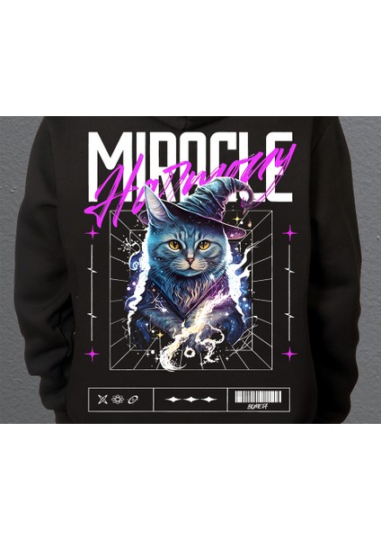 Mucize Büyücü Kedi Cat Sweatshirt Unisex Kapüşonlu Hoodie modelleri