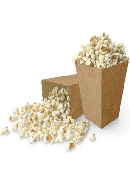 Parti Aşkı Kraft Mısır Kutusu - 8 Adet Karton Popcorn & Cips Kutusu 8*11,5 cm