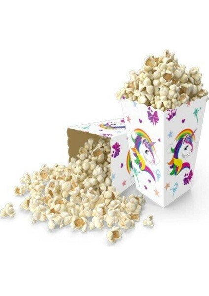 Unicorn Mısır Kutusu - 8 Adet Karton Popcorn & Cips Kutusu 8*11,5 cm