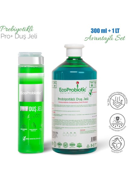 Besleyici Nemlendirici Prebiyotikli Duş Jeli 300 ml 1 Lt Set