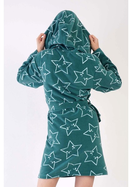 Kadın Polar Kapüşonlu Kısa Yeşil Sabahlık C4T4N0O403 fırsatları