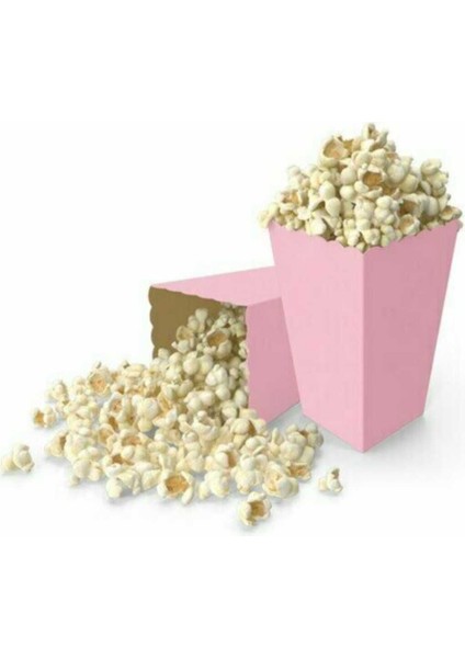 Parti Aşkı Pembe Mısır Kutusu - 8 Adet Popcorn Kutusu 8*11,5 cm