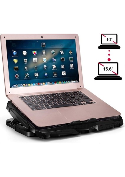 D17 Notebook Soğutucu Versatile 4 Fanlı Yükseklik Ayarlı Notebook Standı Leptop Soğutucu Kırmızı Işıklı