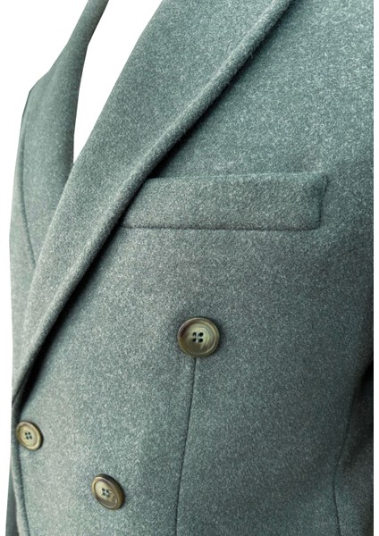 Dar Kesim Yeşil Kruvaze Yumuşak Dokulu Erkek Kaban fiyatları