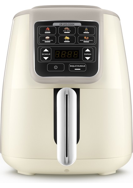 Air Pro Cook Köz Steel Xl Çelik Hazneli Airfryer Iconic Beige 4 Litre 4 Kişilik
