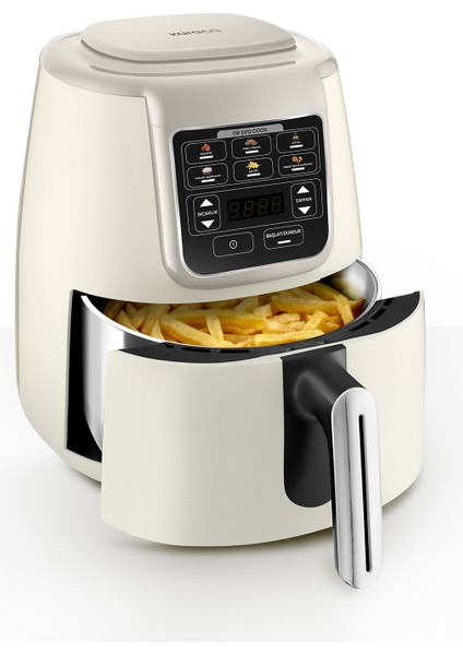 Air Pro Cook Köz Steel Xl Çelik Hazneli Airfryer Iconic Beige 4 Litre 4 Kişilik