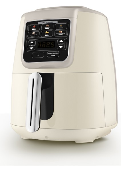 Air Pro Cook Köz Steel Xl Çelik Hazneli Airfryer Iconic Beige 4 Litre 4 Kişilik