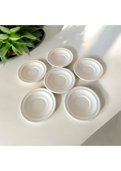 Metal Sunum Tepsisi Metal Çay Tabağı Set- 6 Adet Çay Tabağı ve 6 Adet Sunum Tepsisi Sunumluk Tabak