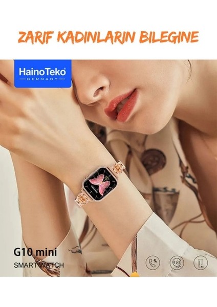 Haino Teko Watch 9 Akıllı Saat 41MM G10 Mini Gold Kadın Akıllı Saat 3 Kordon ve Bileklik Hediyeli