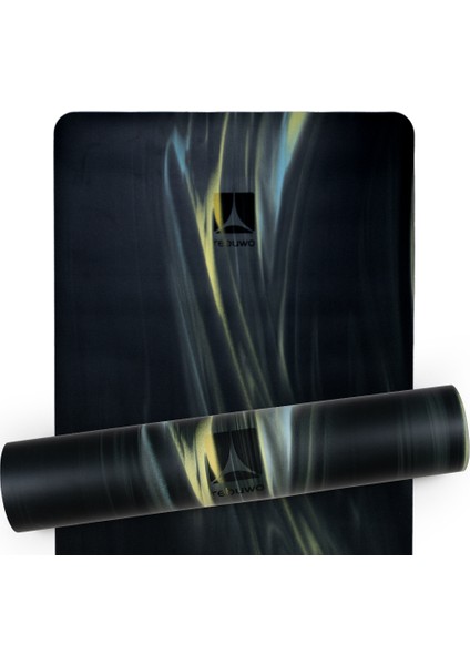 Kaydırmaz Doğal Kauçuk Yoga Matı Pilates Mat Siyah Desenli