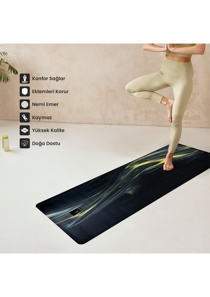 Kaydırmaz Doğal Kauçuk Yoga Matı Pilates Mat Siyah Desenli fırsatları