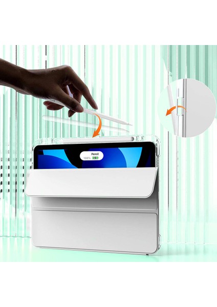 Apple iPad 10. Nesil 10.9 Inc (2022) Manyetik Standlı Darbeye Dayanıklı Shockproof Kalemlikli Kızaklı Hybrid Kılıf A2696 A2757 modelleri