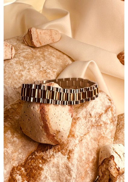 Limited Edition Oyster Zincir Swiss Tasarım Gold Silver Unisex 316L Stainless Steel Bileklik