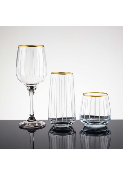 61 Parça 12 Kişilik Çubuk Gold El Dekor Kesme Cam Su Takımı​​​​​​​ fırsatları