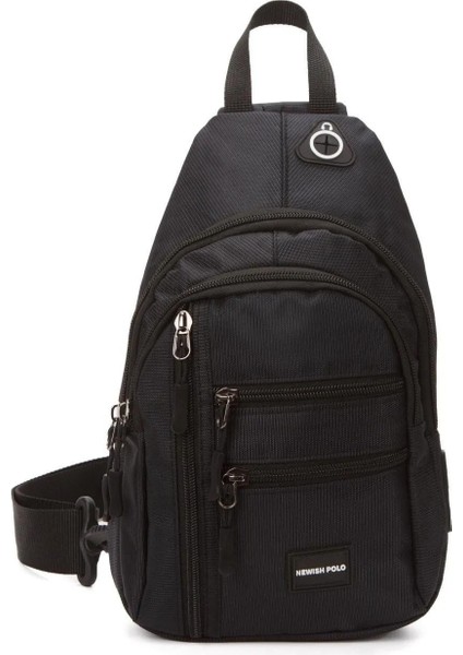 Unisex Siyah Qatro Kumaş USB Kulaklık Çıkışlı Fermuarlı Bel Göğüs ve Omuz Çantası (19X29CM) tul202 indirimleri