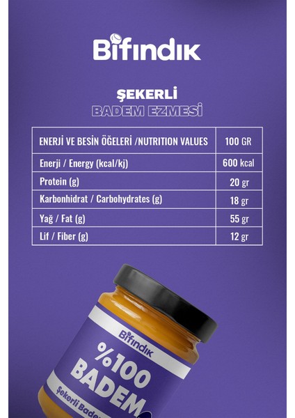 Şekerli Badem Ezmesi Taze Çekim Doğal Sürülebilir Kahvaltılık %80 Badem Ezmesi 250 Gram
