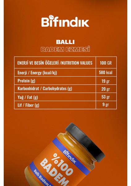 Ballı Badem Ezmesi Katkısız Taze Çekim Doğal Sürülebilir Kahvaltılık %80 Badem Ezmesi 350 Gram