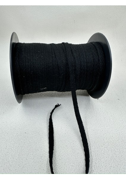 5 mm Pamuk Balıksırtı Şerit-5 Metre-Siyah