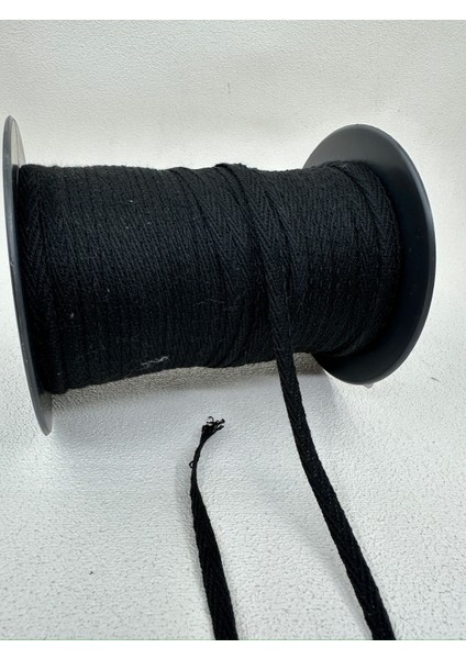 5 mm Pamuk Balıksırtı Şerit-5 Metre-Siyah