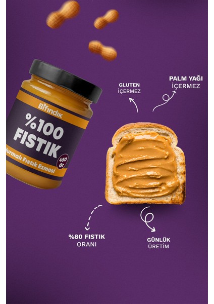 Hurmalı Fıstık Ezmesi Katkısız Taze Çekim Doğal Sürülebilir Kahvaltılık %80 Fıstık Ezmesi 450 Gram fiyatları