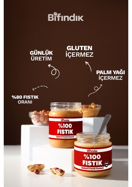 Şekerli Fıstık Ezmesi Katkısız Taze Çekim Doğal Sürülebilir Kahvaltılık %80 Fıstık 350 Gram fiyatları