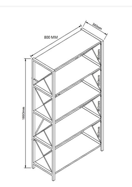 5 Raflı Geniş Kitaplık Metal Ofis Rafı 80X160 Geniş Raflı Çok Amaçlı Ofis Rafı Mutfak Banyo Rafı