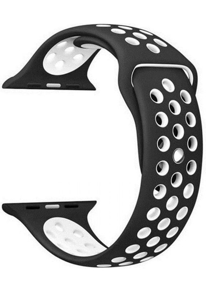 Apple Watch 10 42MM Kordon Delikli Çift Renk Silikon Beyaz