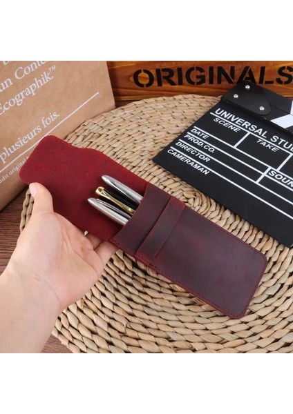 el Yapımı Hakiki Deri Kalem Kutusu Tutucu Dana Kalem Kutusu Tutucu Retro Vintage Stil Aksesuarları Seyahat Dergisi (Yurt Dışından)