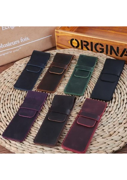 el Yapımı Hakiki Deri Kalem Kutusu Tutucu Dana Kalem Kutusu Tutucu Retro Vintage Stil Aksesuarları Seyahat Dergisi (Yurt Dışından)