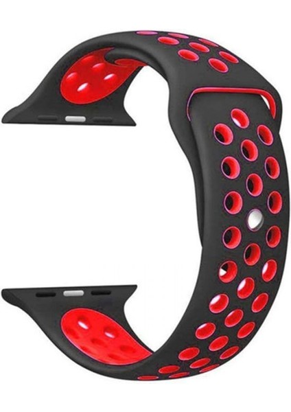 Apple Watch 10 46MM Kordon Delikli Çift Renk Silikon Bordo