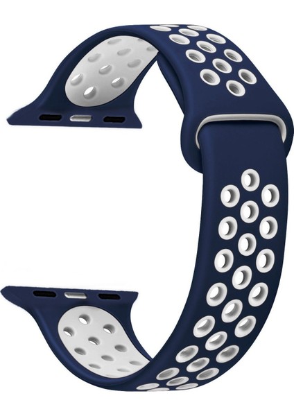 Apple Watch 10 46MM Kordon Delikli Çift Renk Silikon Lacivert