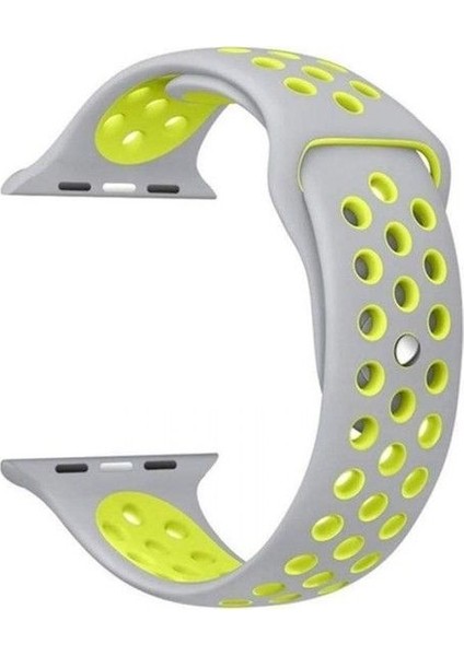 Apple Watch 10 46MM Kordon Delikli Çift Renk Silikon Sarı