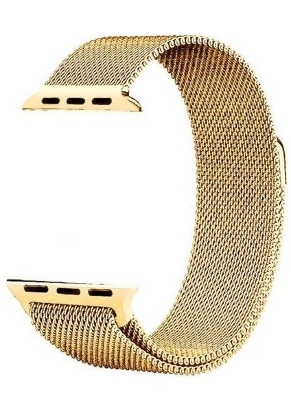 Apple Watch 10 46MM Kordon Hasır Metal Örgülü Ayarlanabilir Gold