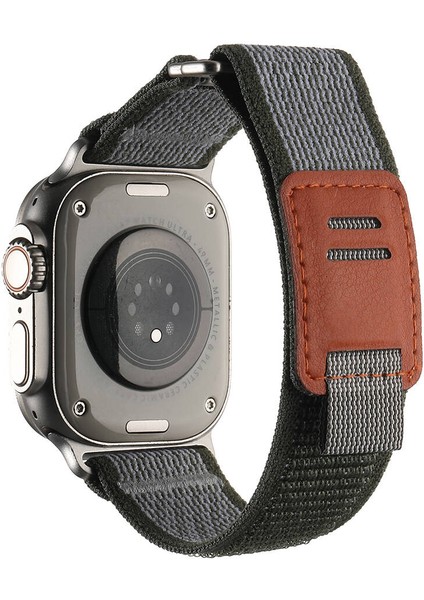 Apple Watch 10 46MM Kordon Hasır Naylon Örgü Strap Kayış KRD106 Yeşil