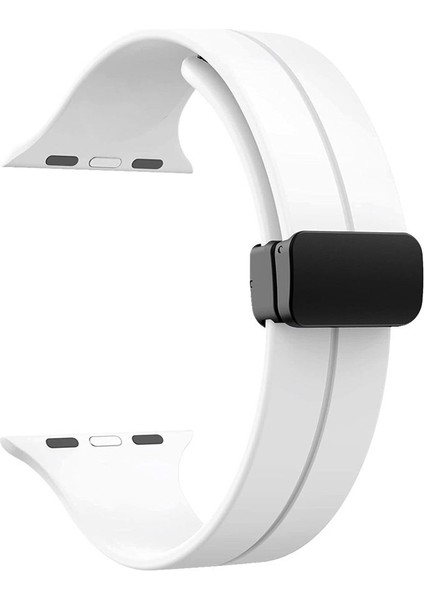 Apple Watch 10 46MM Kordon Ayalanabilir Mıknatıslı Mat Silikon KRD84 Beyaz