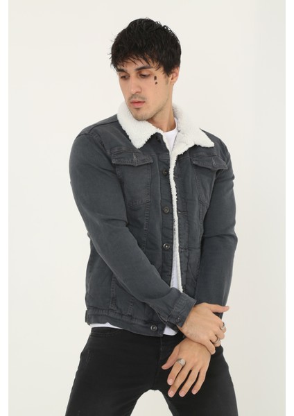 Erkek Içi Kürklü Kot Ceket