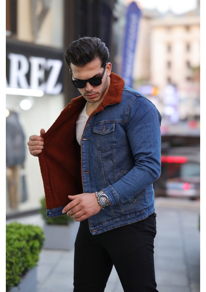 Erkek Içi Kürklü Kot Ceket