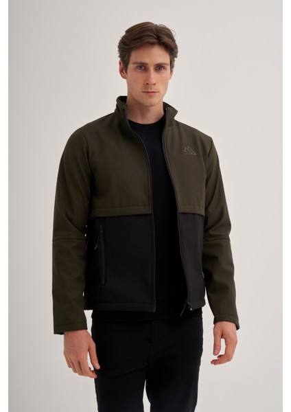 Caz 1032 Dik Yaka Softshell Erkek Su Geçirmez Mont Haki