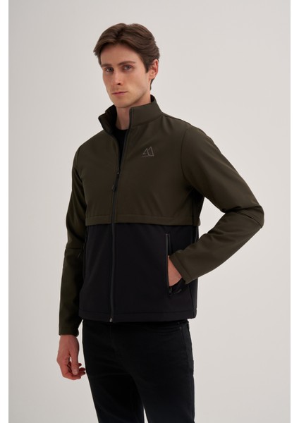 Caz 1032 Dik Yaka Softshell Erkek Su Geçirmez Mont Haki