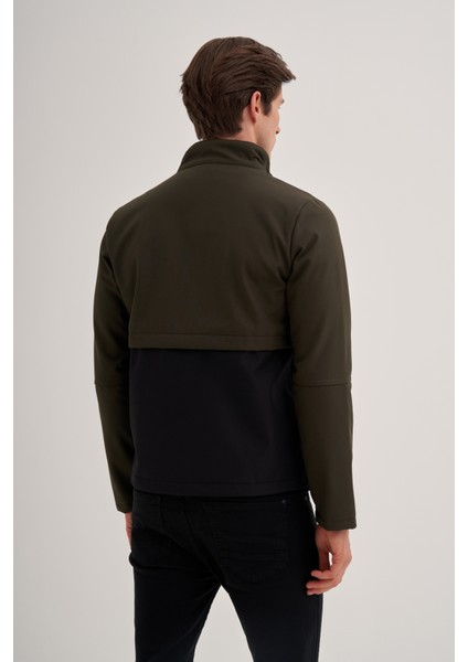 Caz 1032 Dik Yaka Softshell Erkek Su Geçirmez Mont Haki